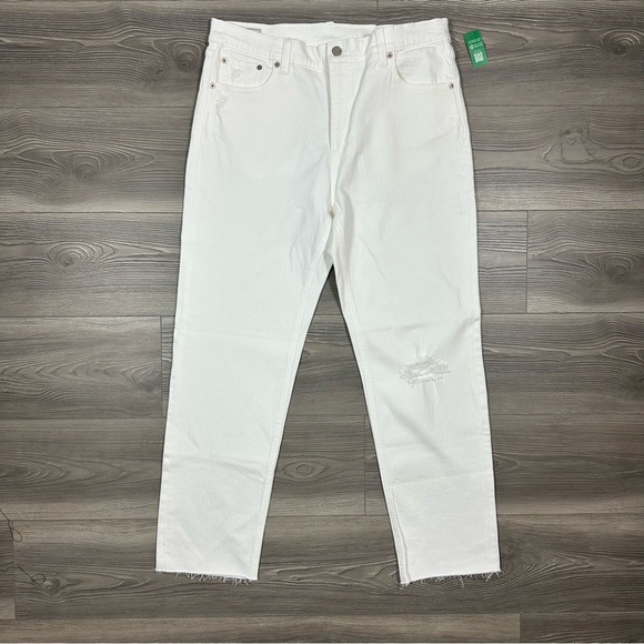 NWT Gap White High Rise Cheeky Straight Jeans Size 32/14L - Picture 1 of 3